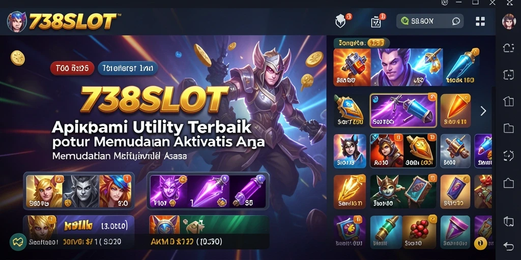 Screenshot utama 738SLOT dengan tampilan antarmuka intuitif dan fitur utilitas.
