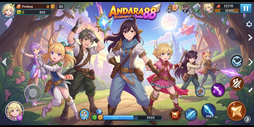 Tampilan gameplay <strong>ANDARA88</strong> yang dinamis dan penuh warna.