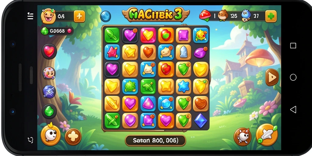Screenshot G668 menunjukkan gameplay seru dari permainan Match-3.