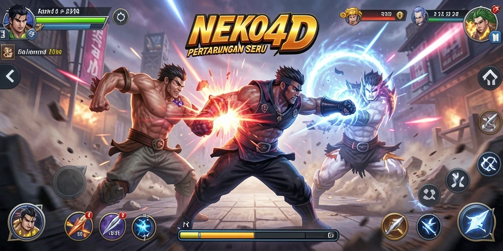 Tampilan gameplay NEKO4D yang memukau dalam pertarungan seru.