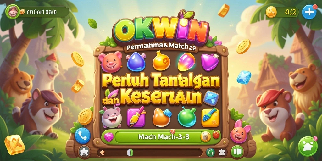 Tampilan gameplay menarik dari OKWIN dalam pengalaman Match-3.