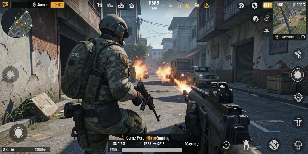 Screenshot gameplay <strong>R6R6</strong> yang menunjukkan aksi menembak yang mendebarkan.
