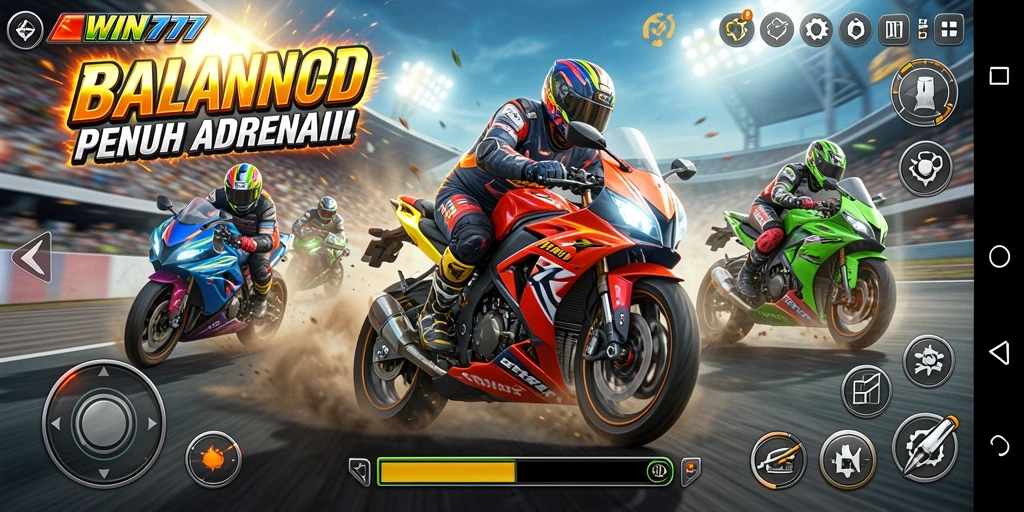 Gameplay mendebarkan balapan motor di WIN777.